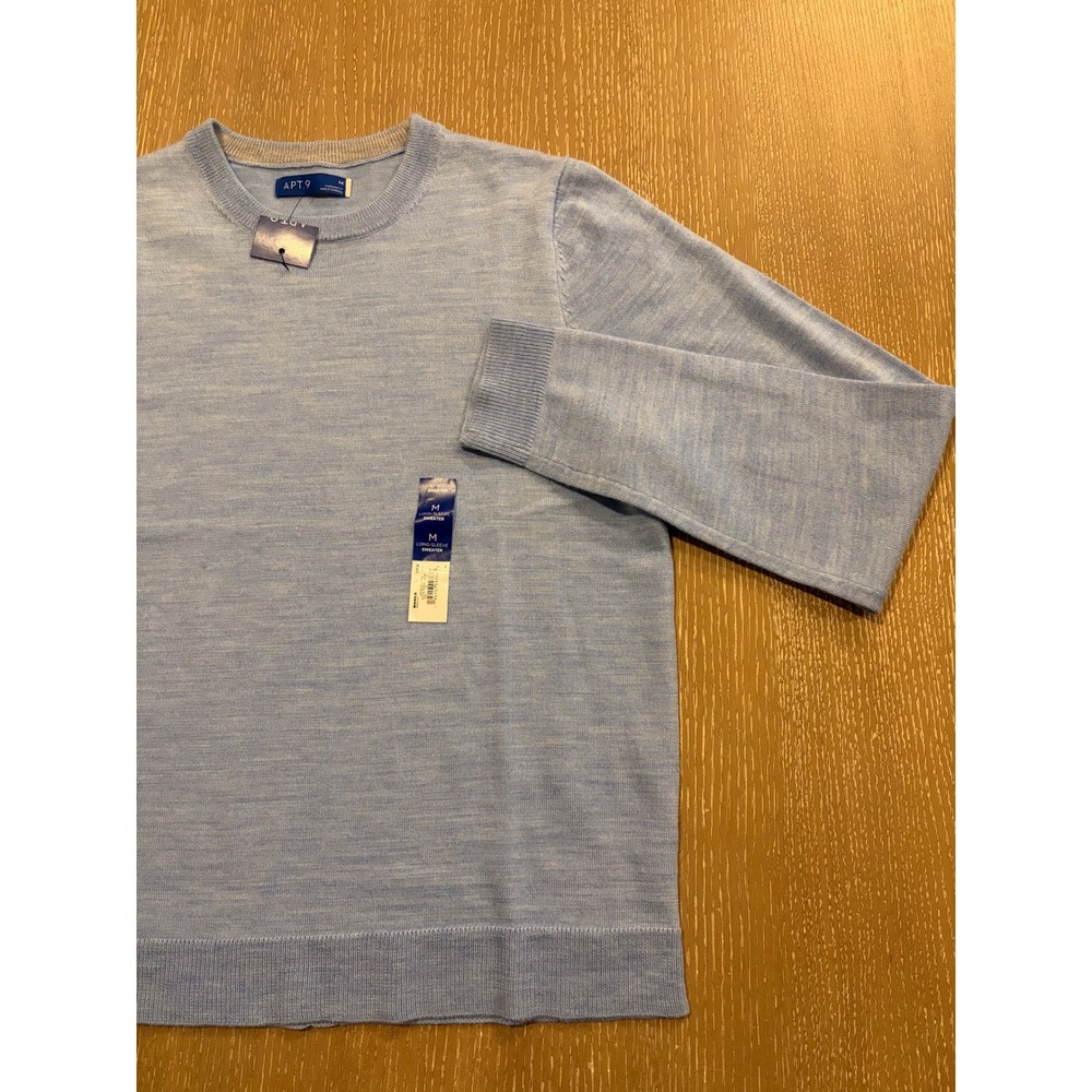 APT. 9 Men's Medium Blue Merino Wool Blend‎ Crewneck Sweater NWT